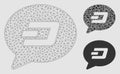Dash Message Balloon Vector Mesh Wire Frame Model and Triangle Mosaic Icon Royalty Free Stock Photo