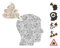 Dash Mosaic Crap Thinking Person Icon Royalty Free Stock Photo