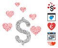 Dash Mosaic Dollar Love Hearts Icon