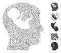 Dash Mosaic Embryo Mind Head Icon Royalty Free Stock Photo