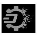 White Shredded Dotted Halftone Dash Process Gear Icon