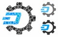 Dash process gear Mosaic Icon of Inequal Elements