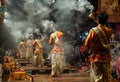 Evening Ganga Aarti at Dashashwamedh Ghat, Uttar Pradesh, Varanasi, India Royalty Free Stock Photo