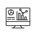 Dashboard admin line icon. Simple outline style. User panel template, data analysis, agency, graph, business linear sign