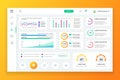 Dashboard admin panel vector design template with infographic elements, chart, diagram, info graphics