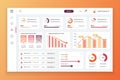 Dashboard admin panel vector design template with infographic elements, chart, diagram, info graphics