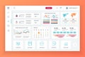 Dashboard admin panel vector design template with infographic elements, chart, diagram, info graphics