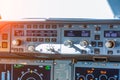 Dashboard autopilot parameters in a passenger airliner plane, close up view. Royalty Free Stock Photo