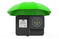 Dashboard camera under umbrella, 3D rendering