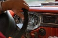 Interior of an old car used as a taxi in Havana. Cuba. Royalty Free Stock Photo