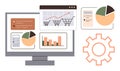 Dashboard with Charts, Graphs, and Gear Symbol Representing Data Analysis and Optimization Royalty Free Stock Photo