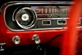 Dashboard of classic red retro car Royalty Free Stock Photo