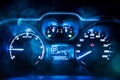 Dashboard. Close up of car speed meter. Royalty Free Stock Photo