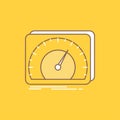 dashboard, device, speed, test, internet Flat Line Filled Icon. Beautiful Logo button over yellow background for UI and UX, Royalty Free Stock Photo