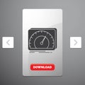 dashboard, device, speed, test, internet Glyph Icon in Carousal Pagination Slider Design & Red Download Button Royalty Free Stock Photo