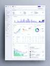 Dashboard Displaying Data Analytics With Various Graphs and Statistics on a Modern Interface Royalty Free Stock Photo