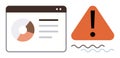 Data Analytics Dashboard with Warning Icon for Error or Risk Management Visualization Royalty Free Stock Photo