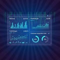 Dashboard displaying various financial metrics set against a dark Royalty Free Stock Photo