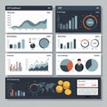 Dashboard displaying various KPI (Key Performance Indicators) data visualizations. Royalty Free Stock Photo