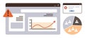 Dashboard with Error Alert, Growth Chart, and User Data for Analytics and Notification System Royalty Free Stock Photo