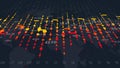 Dashboard with financial analytics, futuristic visualization of business statistical graph, color tech background, monitor screen