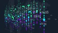 Dashboard with financial analytics, futuristic visualization of business statistical graph, monitor screen in perspective, color