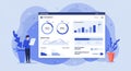 Dashboard-focused illustration featuring a data privacy interface. The screen displays Royalty Free Stock Photo