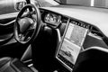 The dashboard of a full-sized, all-electric, luxury, crossover SUV Tesla Model X. Royalty Free Stock Photo