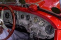 LVIV, UKRAINE - JUNE 2018: The dashboard and gauges of the old vintage retro car Royalty Free Stock Photo