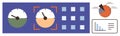 Dashboard with Gauges, Pie Chart, and Bar Graph for Data Visualization and Analytics Tools Royalty Free Stock Photo