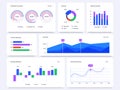 Dashboard graphs. Statistical data charts, financial process bar and infographic diagrams vector set. Annual cash flow Royalty Free Stock Photo