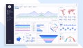 Dashboard, great design for any site purposes. Business infographic template. Vector flat illustration. Big data concept