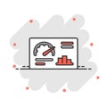 Dashboard icon in comic style. Finance analyzer cartoon vector illustration on white isolated background. Performance algorithm Royalty Free Stock Photo