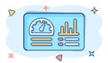 Dashboard icon in comic style. Finance analyzer cartoon vector illustration on white isolated background. Performance algorithm Royalty Free Stock Photo