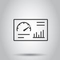 Dashboard icon in flat style. Finance analyzer vector illustration on white isolated background. Performance algorithm business