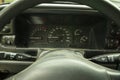 Dashboard with indicators of speed, mileage and steering wheel Royalty Free Stock Photo