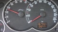 Dashboard instruments showing revs. tachometer with the pointer