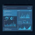 Dashboard interface with data visualization, featuring bar graphs, circular charts, and Royalty Free Stock Photo