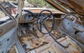 The dashboard and interior of a wrecked automobile Royalty Free Stock Photo
