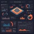 Dashboard layout featuring various data visualizations, including bar charts, line Royalty Free Stock Photo