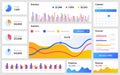 Dashboard mockup. Website template with infographics or diagrams and interface buttons. Statistical and analytical