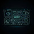 Dashboard with multiple sections including circuit patterns processor Royalty Free Stock Photo