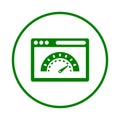 Dashboard, performance, speed icon. Green vector design