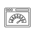 Dashboard, performance, speed outline icon. Line vector design