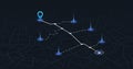 Dashboard with satellite, location and roadmap for navigation. Big data in modern city. Abstract city. Futuristic gps