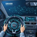 The dashboard screen displays a world map and data analytics Royalty Free Stock Photo
