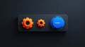 Dashboard Settings Interface Showcases Gear Icons for Data Analytics Customization Options Royalty Free Stock Photo