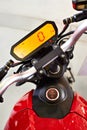 Dashboard with speedometer and button POWER of electric motorcyc Royalty Free Stock Photo