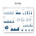 Dashboard-style chart layout displaying various data visualizations like bar graphs, Royalty Free Stock Photo