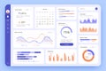 Dashboard. UI infographic, data graphic and chart. Screen with business analytics. Admin statistical software, web interface Royalty Free Stock Photo